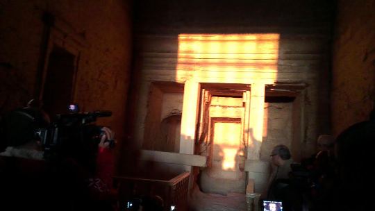 Sun rays shine perpendicularly over Holy of Holies of Karun Temple