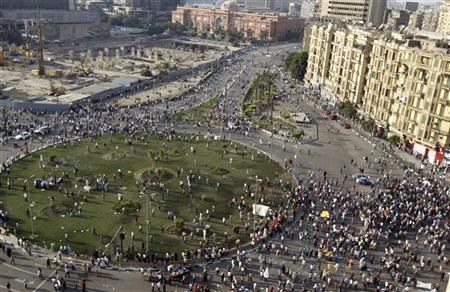 A calm state in Tahrir Square before demonstrations