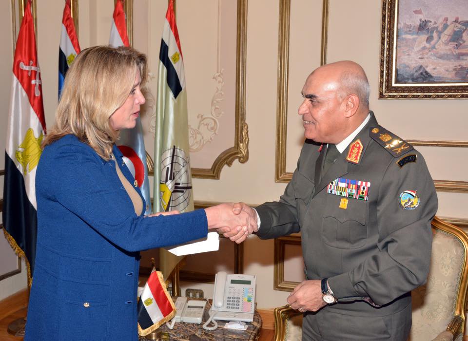 صدقي صبحي يبحث مع وزيرة القوات الجوية الأمريكية العلاقات العسكرية الثنائية