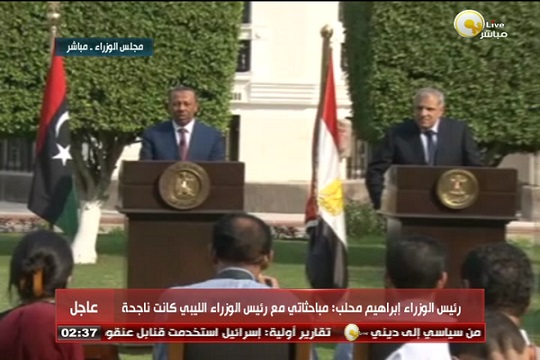 محلب لرئيس الوزراء الليبي: مصر تقدم دعما بلا حدود لتثبيت إرادة الشعب الليبي