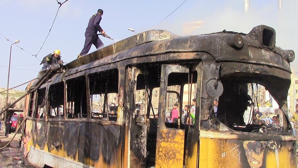مجهولون يضرمون النيران في ترام بالإسكندرية دون وقوع إصابات بشرية 