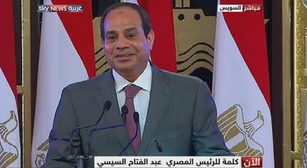 التلفزيون المصري: السيسي يتفقد سير العمل في مشروع قناة السويس الجديدة